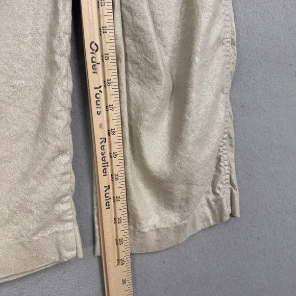 Alice + Olivia Pants Womens 4 Cargo Cropped Shimmer Coated Linen Blend Stretch - Picture 11 of 13
